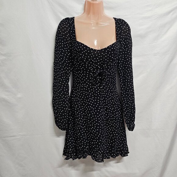 Reformation Bradshaw Dress in Selene Black and White Polka Dots Size 2 - Picture 4 of 14